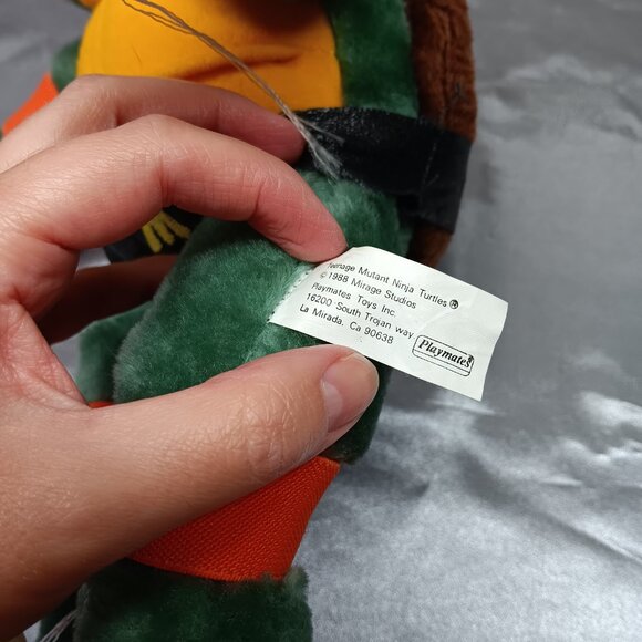 Vtg 1988 TMNT Michelangelo Window Plush Suction Cups Playmates Turtles 80s Toy - Picture 10 of 11